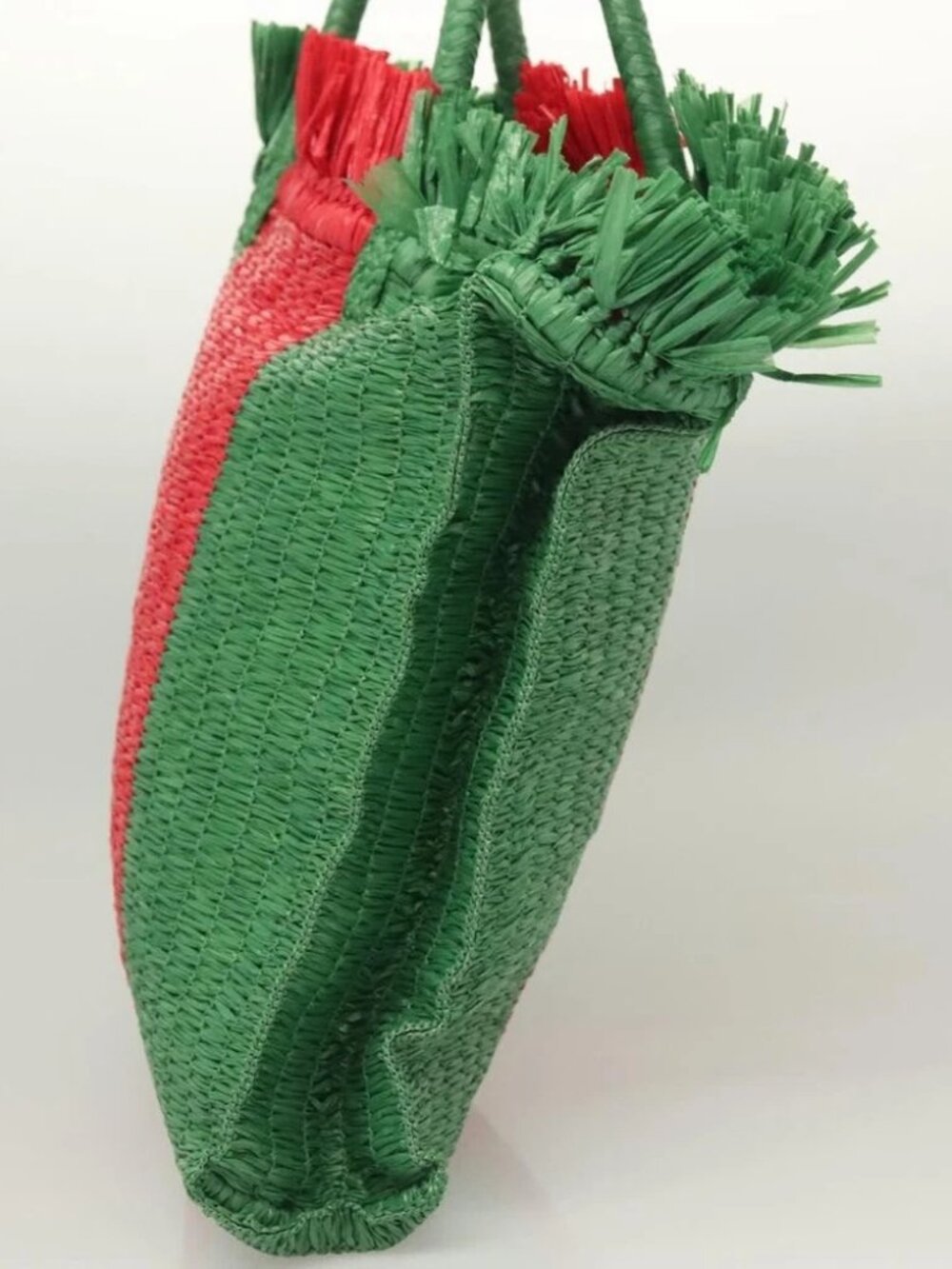 GUCCI Hand Bag Straw Green Red 524810 Auth - Picture 5 of 16